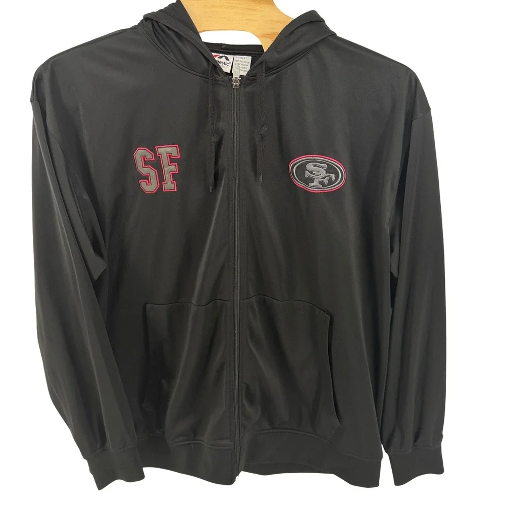 Majestic San Francisco 49ers Full Zip Hood Men 4XT Black Polyester NFL SF‎ *READ